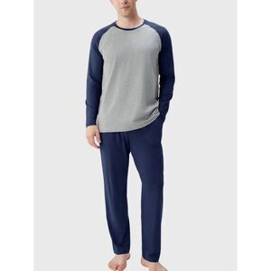 David Archy Cotton Soft Crew Neck Pajama Set Navy/Grey, Medium,NWOT display pair